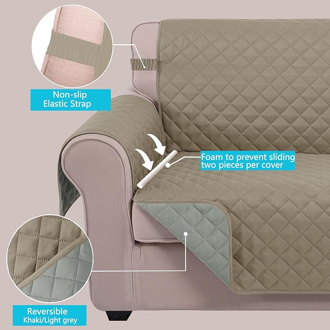 U-NICE HOME Reversible Oversized Chair Covers Quilted Water Repellent Pet - Image 4