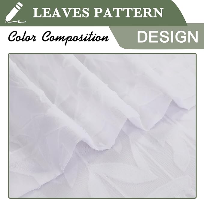Lecloud Leia Short White Sheer Curtains 45 Inch Length 2 Panels, Balance Light - Image 9