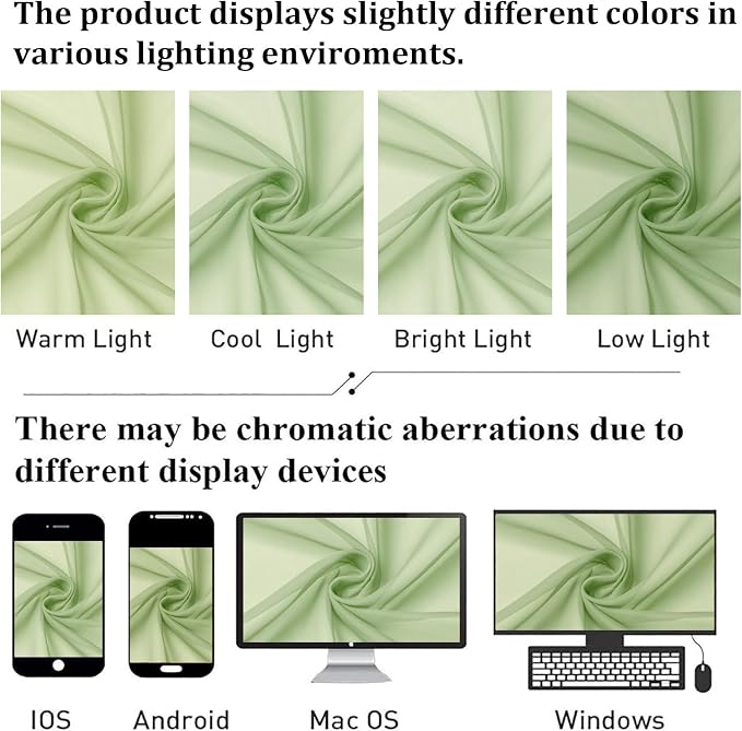 Lecloud Light Green Sheer Curtains 96 Inches Long 2 Panels, Modern Light - Image 7
