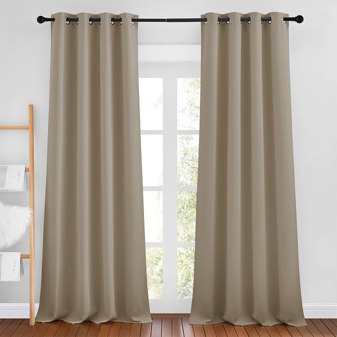 NICETOWN Taupe Room Darkening 102 inch Curtains, Grommet Thermal Curtains by NICETOWN