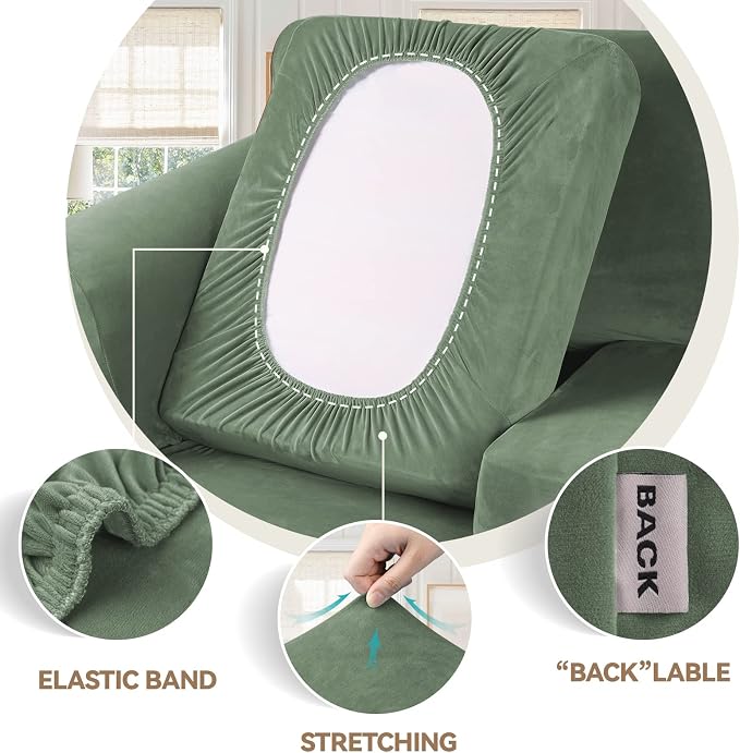 WEERRW Velvet Couch Covers for 2 Cushion Couch Sofa - Image 3