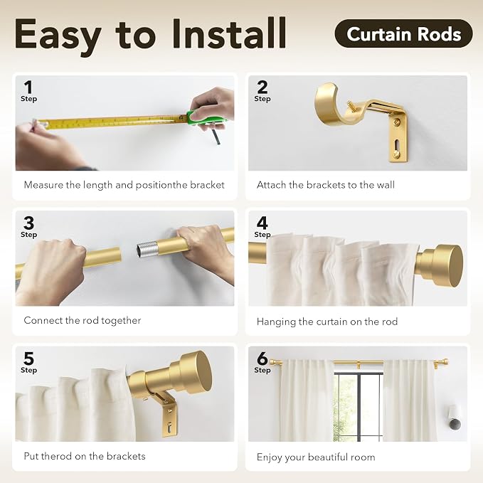 IFELS 2 Pack Heavy Duty Curtain Rods - Image 8