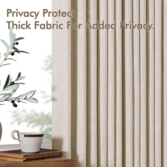 MIULEE Pinch Pleated Thick Linen Curtains 84 Inches Long 2 Panels - Image 7