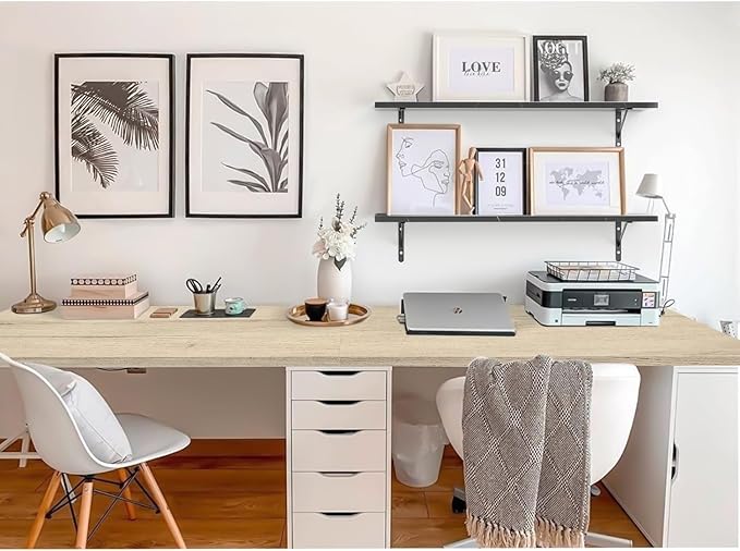Kaboon Universal Tabletop 36"x20", Solid One-Piece Melamine Table Top, L-Desk Floating Desk DIY, Home and Office Countertop, Oak/Grey Tone