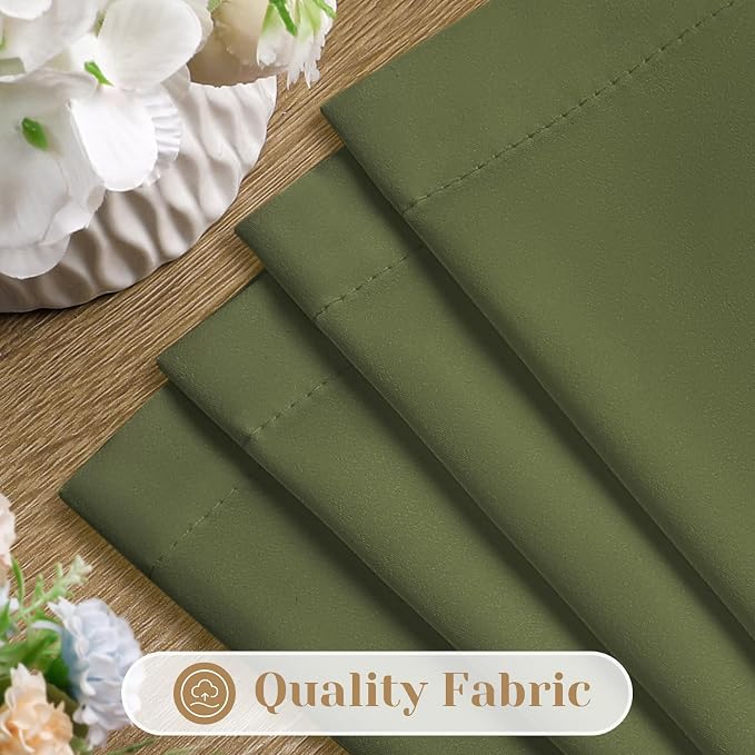 HOMEIDEAS Non-See-Through Olive Green Privacy Sheer Curtains, 52 X 84 Inches - Image 6