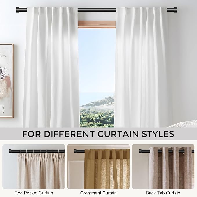 VOIIY Curtain Rods for Windows 66 to 120 Inch, Modern Adjustable Heavy Duty - Image 6