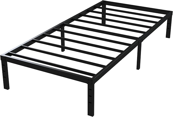 Twin XL Bed Frame No Box Spring Needed, 14 Inch Heavy Duty Metal Platform Bed Frame Twin XL Size with Storage, 2500lbs Steel Slats Support, Easy Assembly, Black