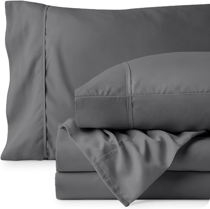 Bare Home RV Bunk Sheet Set - 1800 Ultra-Soft Microfiber - Double Brushed - Deep Pockets - Easy Fit - 3 Piece Set - Bed Sheets (RV Bunk (30x75), Grey)