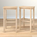 Grain & Grove Smith Collection Set of 2 Solid Wood Bar Stools, 30 inch Saddle-Seat Bar Chairs, Backless, Heavy-Duty Construction, Footrest Support, for Kitchen Islands, Home Bars, and Counters, Blonde