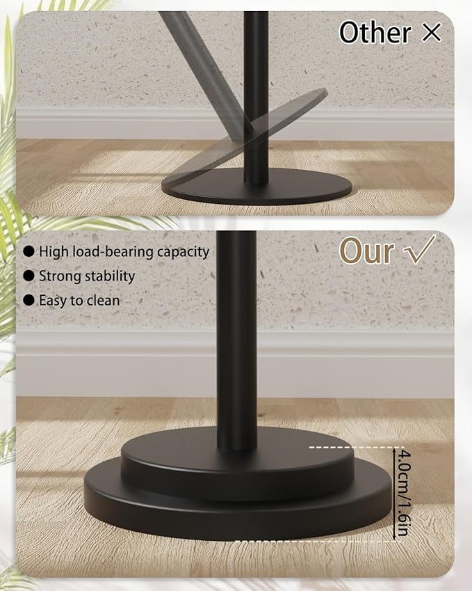 Versatile End Table with Metal Base, Height Adjustable, Vintage Square Indoor Metal Plant Stand, for Sofa, Bedside Small Couch, Living Room and Bedroom, 1 Pack, Dark Brown, GBZ001SZ-1