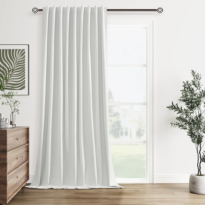 Guken White 100% Blackout Linen Curtains 60 Inch Wide by 108 Inch by Guken