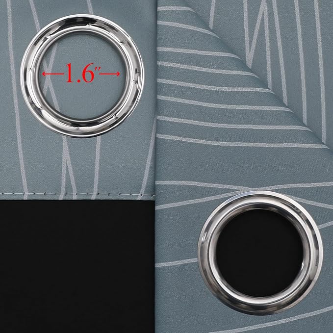 Estelar Textiler Stone Blue and Greyish White Ombre Blackout Curtains 90 Inch - Image 7