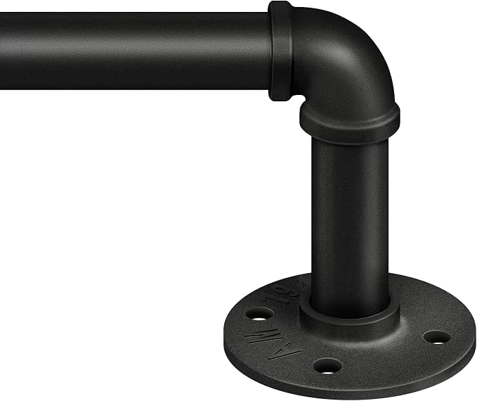 Zeerobee Curtain Rods for Windows 32 to 72, 1 Inch Industrial Wrap Around Black by zeerobee