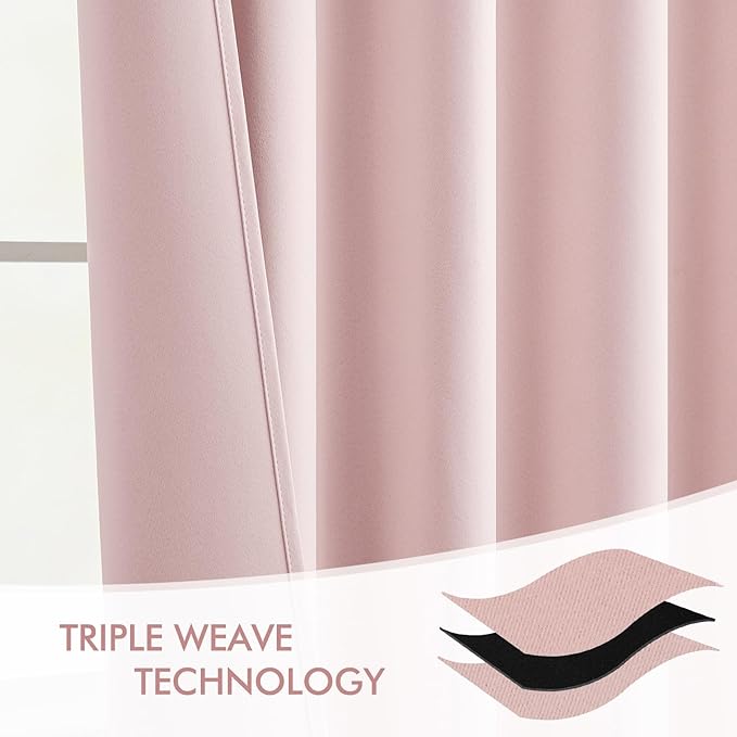 MIULEE Baby Pink Back Tab Blackout Curtains 96 Inch Length 2 Panels Set - Image 7