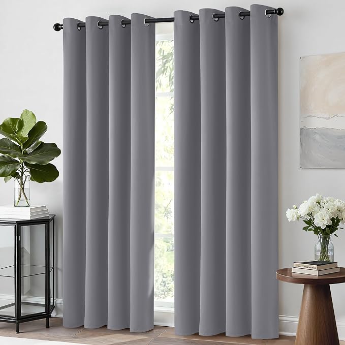 Yakamok Room Darkening Gray Blackout Curtains 84 Inch Long Light Blocking - Image 3