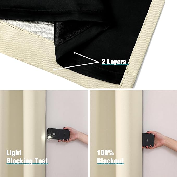 ChrisDowa 100% Blackout Curtains 108 inch Long - Image 5