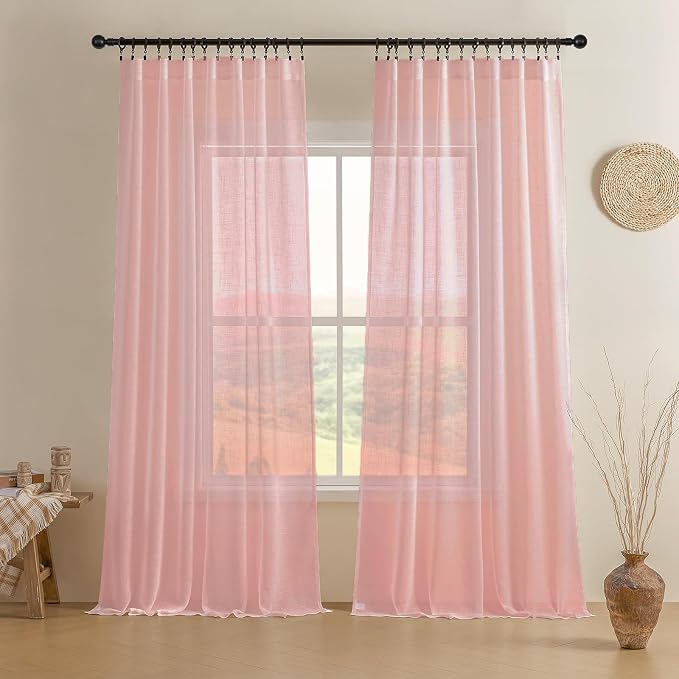 Joydeco Sheer Curtains 84 Inches Long, Window Curtains Privacy Assured by JOYDECO