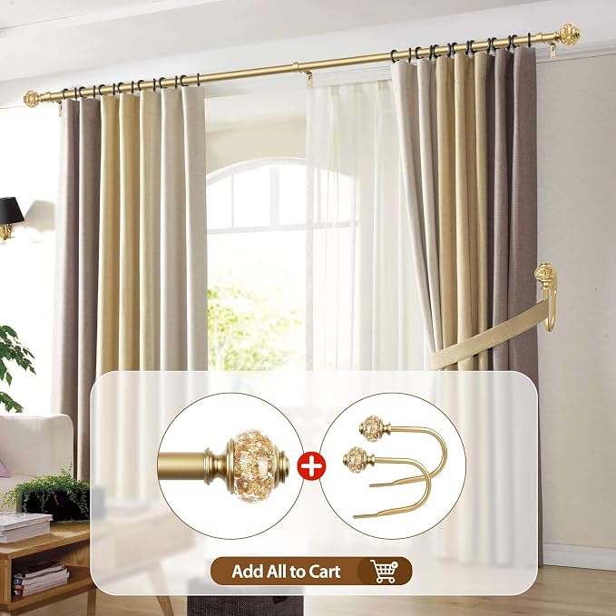 2 Pack Curtain Rod 32 to 58 Inches, USFOOK 7/8 Inch Telescoping Splicing - Image 6