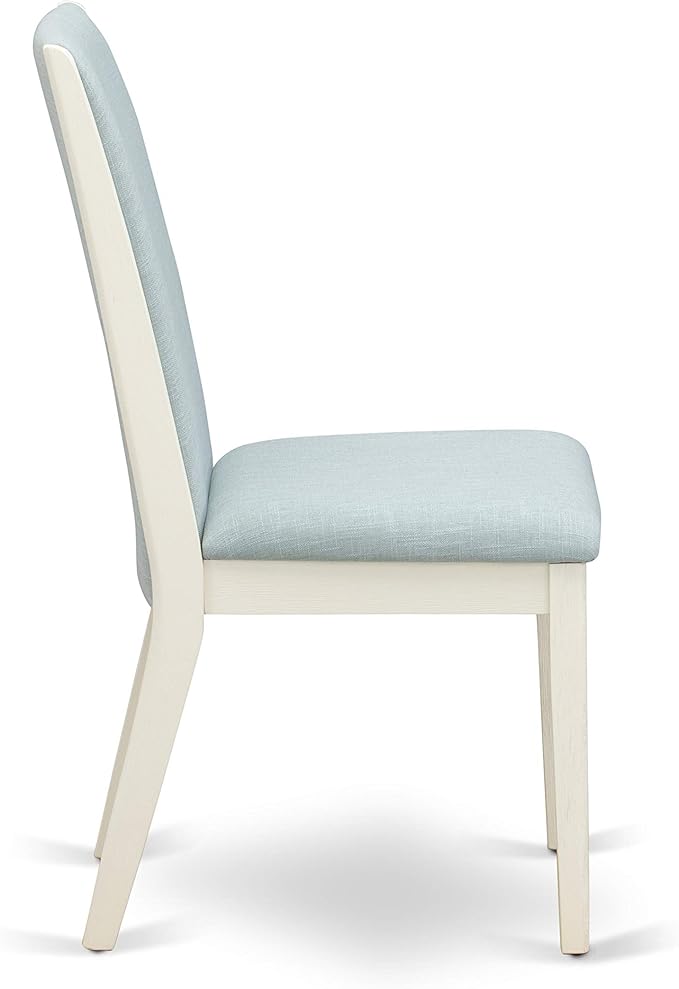 East West Furniture X027LA015-7 7 Piece Dining Room Furniture Set Consist of a Rectangle Dining Table with X-Legs and 6 Baby Blue Linen Fabric Parsons Chairs, 40x72 Inch, Multi-Color