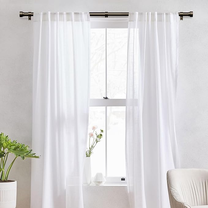 IFELS Heavy Duty Curtain Rods for Windows 66 to 120 Inch, 1 Inch Bronze Window - Image 2