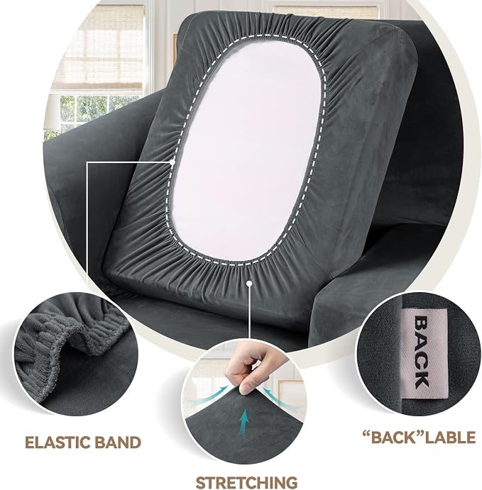 WEERRW Velvet Couch Covers for 2 Cushion Couch Sofa - Image 3