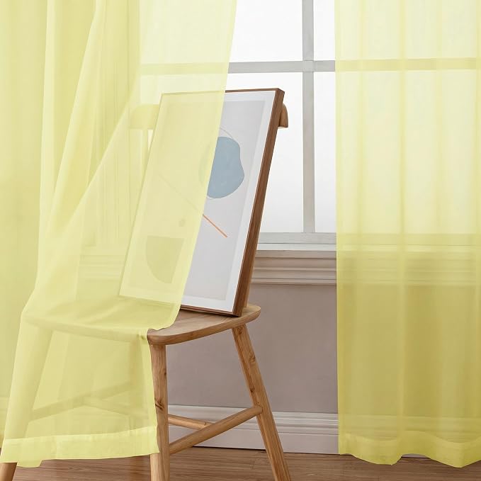 OWENIE Sheer Curtains 90 inches Long 2 Panels Set - Image 5