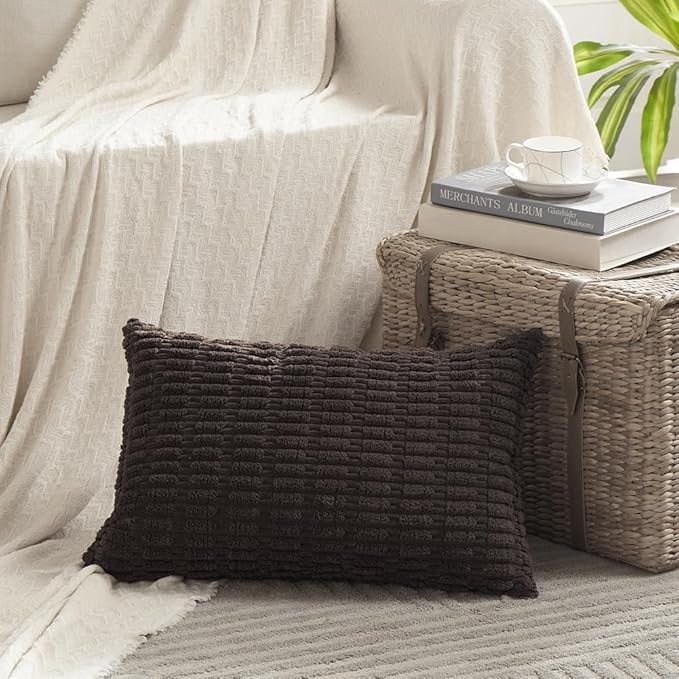 Fancy Homi 4 Packs Boho Dark Brown Decorative Throw Pillow Covers 12x24 Inch - Image 2