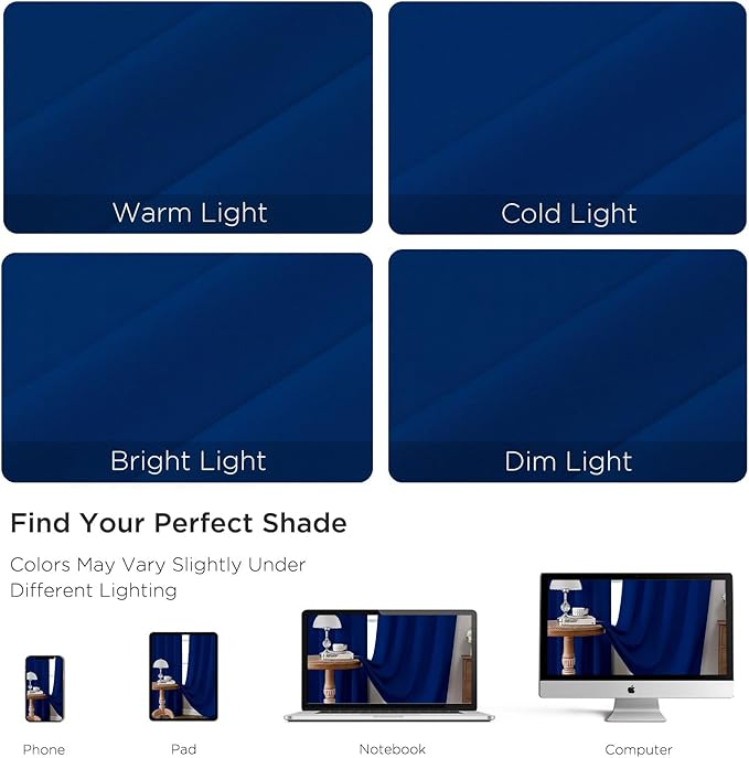 CUCRAF Royal Blue Blackout Curtains 96 inch Length 2 Panels Set, Rod Pocket - Image 4