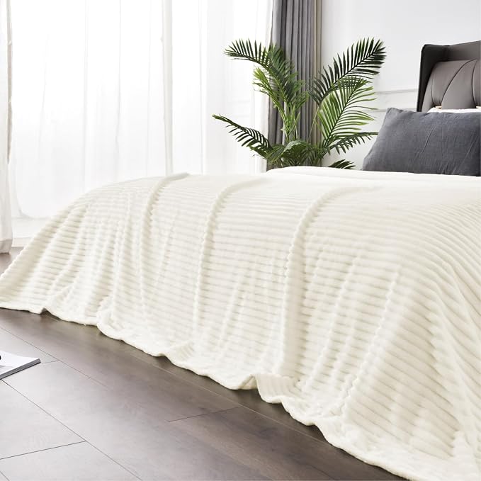 BEDELITE Fleece Blanket Twin Size – 3D Ribbed Jacquard Soft and Warm Decorative - Image 5
