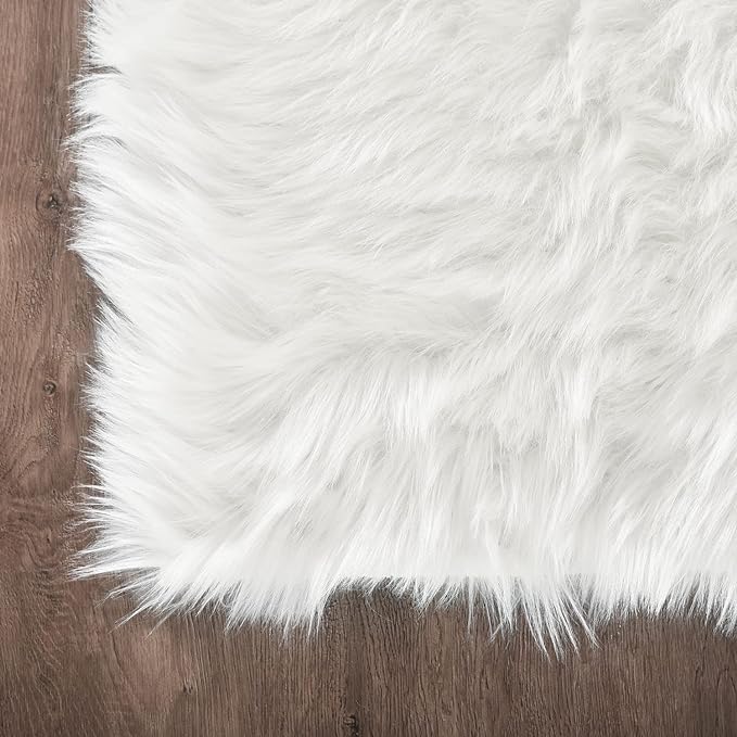 Latepis White Sheepskin Rug 2x3 Faux Fur Sheepskin Rug - Image 5