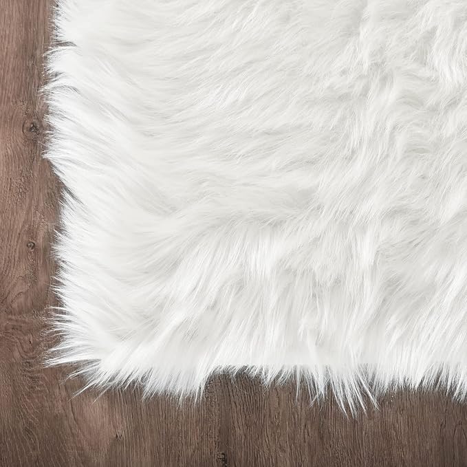 Latepis 10x14 Area Rugs White Faux Fur Washable Super Large Rug - Image 6