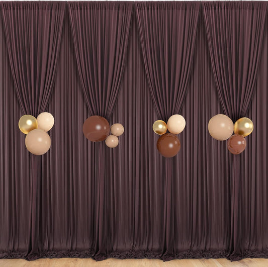 40 ft x 10 ft Wrinkle Free Brown Backdrop Curtain for Parties, Wedding Brown Photo Backdrop Drapes, Fabric 8 Panels 5ft x 10ft for Baby Shower Photoshoot Engagement Birthday Photography Background