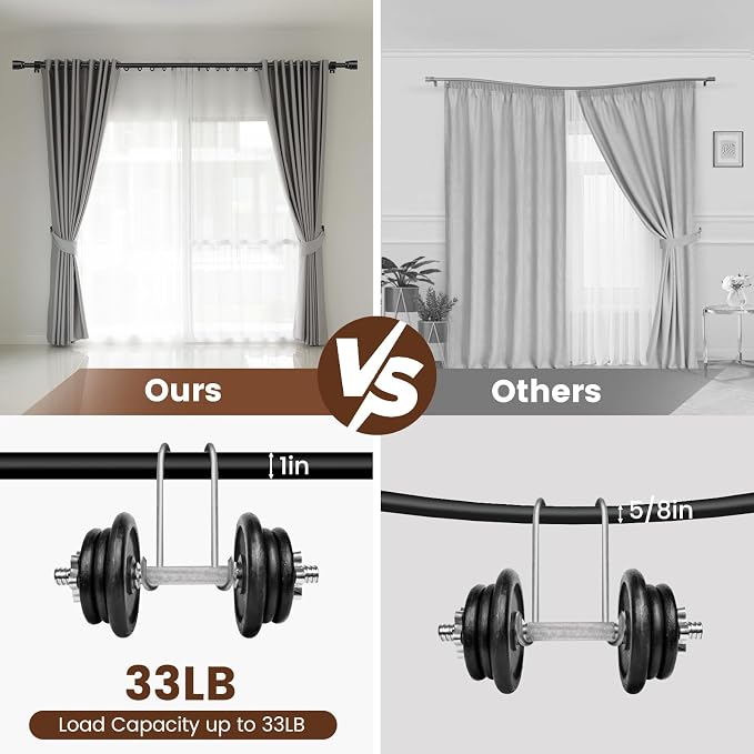 1” Diameter Curtain Rods Itself is 30 to144 inch 1 Pack Fit 30-142 inch - Image 4