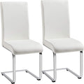 Yaheetech Dining Chairs Set of 2 Modern Faux Leather Upholstered Dining Room Chairs with High Back and Metal Chrome Legs for Kitchen/Living Room/Restaurant, White