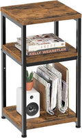 Simple Trending 3 Tier End Table, Side Table Sofa Couch Table for Living Room, Night Stand Storage Shelf, Rustic Brown