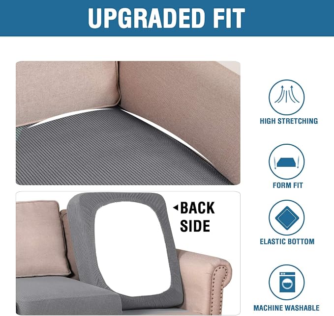 H.VERSAILTEX High Stretch Individual Seat Cushion Covers 3 Pack Thick Jacquard - Image 7