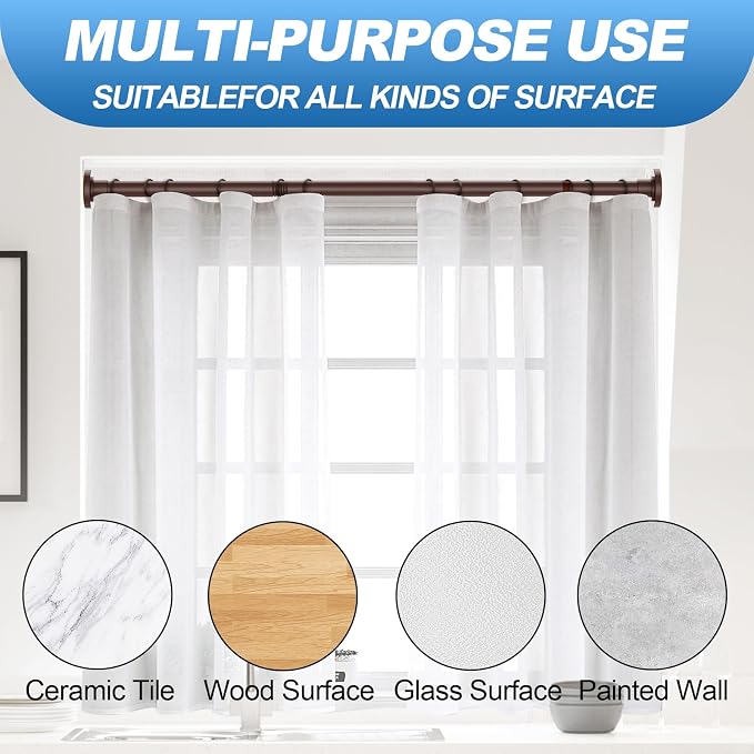 CorkLatta Bronze Shower Curtain Rod 31 to 104 Inch, 1 Inch Diameter Adjustable - Image 5