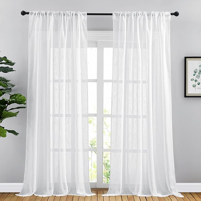 NICETOWN White Sheer 102 inch Curtains - Image 2