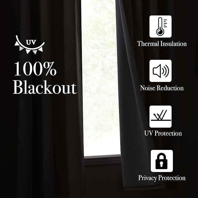 NICETOWN Thick Linen 100% Blackout Bedroom Curtains 108 inches Long, Bronze - Image 3