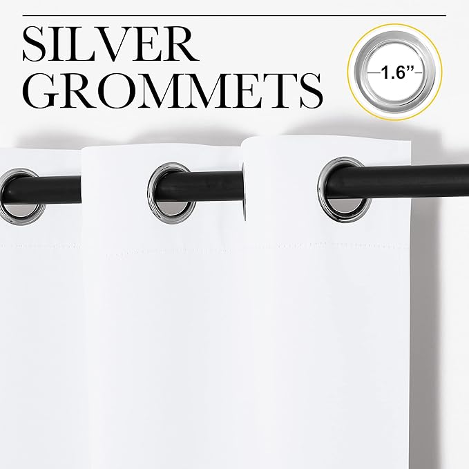 NICETOWN White Lightweight Fabric Curtain Panels, 48 inch Length, Non-Blackout - Image 3