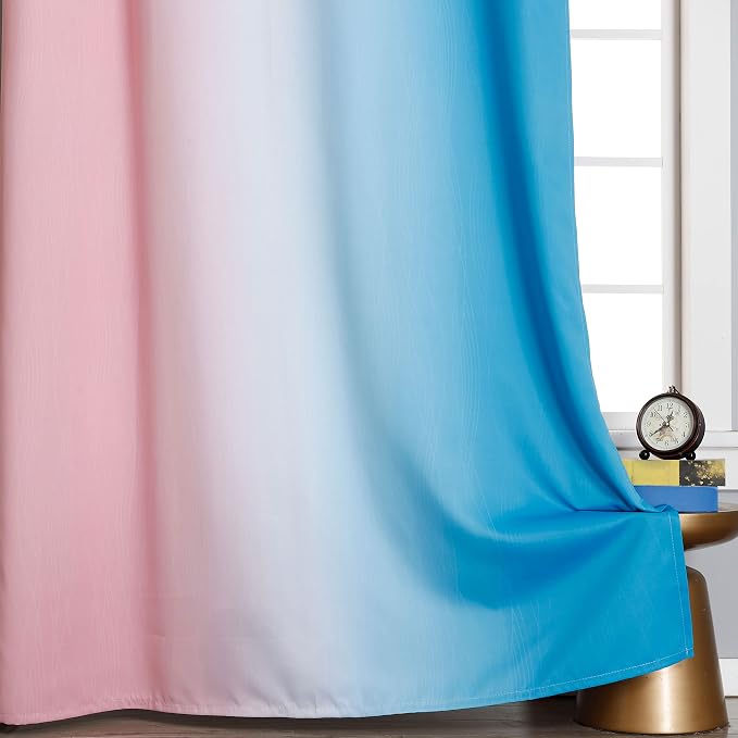 Estelar Textiler Ombre Pink and Blue Blackout Curtains 72 Inch Length 2 Panels - Image 6