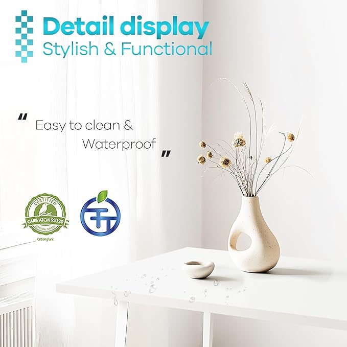 Kaboon 55x20 inch White Table Top, One-Piece Desktop, Reversible Laminate Countertop, Double Desks, L-Desk DIY