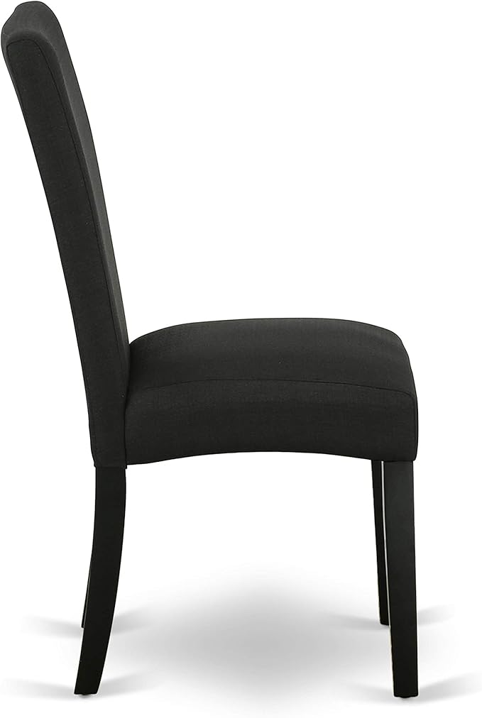 East West Furniture LGDR7-BLK-24 7 Piece Dining Table Set Consist of a Rectangle Dinner Table with Butterfly Leaf and 6 Black Color Linen Fabric Parson Chairs, 42x84 Inch, Black