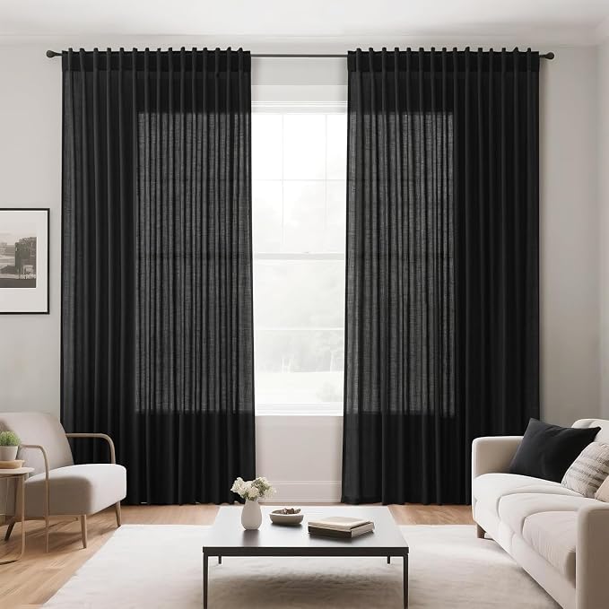 Black Linen Curtains 80 inches Long - Image 7