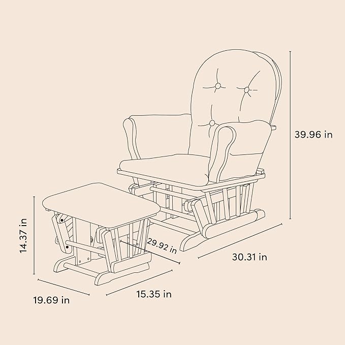 Storkcraft Premium Hoop Glider & Ottoman (Black with Light Gray) — GREENGUARD Gold Certified, Wood Craftsmanship, Convenient Storage Pockets, Smooth-Gliding Chair for Nursery, Multi-Award-Winning