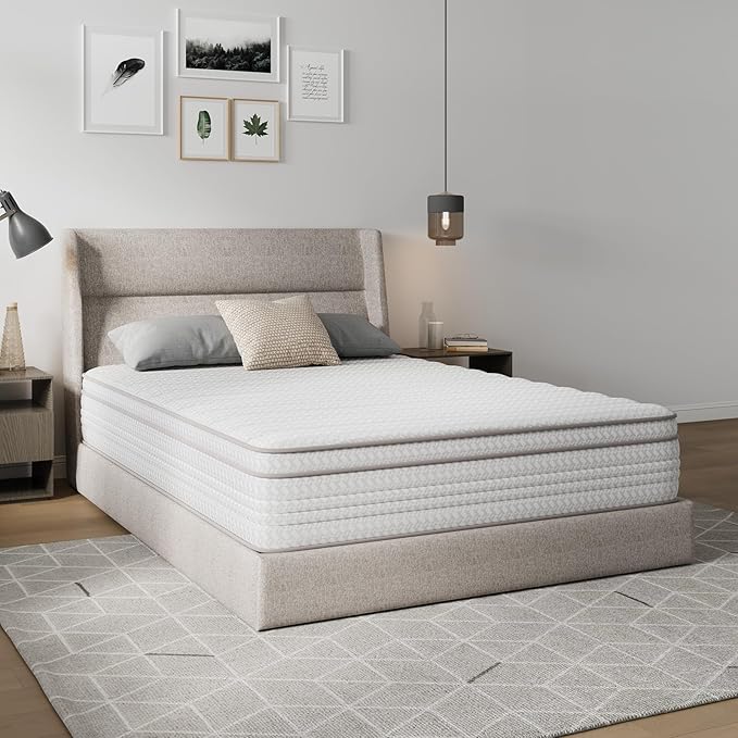 Novilla Queen Mattress, 12 Inch Queen Size Mattresses in a Box with Smarts™ Pocket Coil for Pressure Relief, Medium Firm Foam and Spring Hybrid Colchones with CertiPUR-US Certified