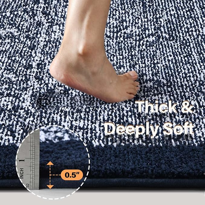 48x32 Large Bathroom Rugs Washable Non Slip, Dark Blue Bath Mat - Image 4