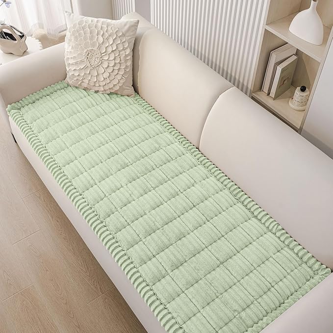 Smiry Couch Cover for Dogs Washable, Non Slip Fuzzy Pet Couch Covers for 3 Cushion Sofa Pet Friendly, Thick Soft Sofa Slipcovers Cushion Protector (Green, 27.6" x 82.7")