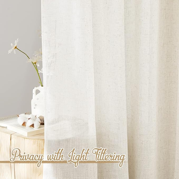 NICETOWN Natural Linen Curtains 72 inches Long - Image 5
