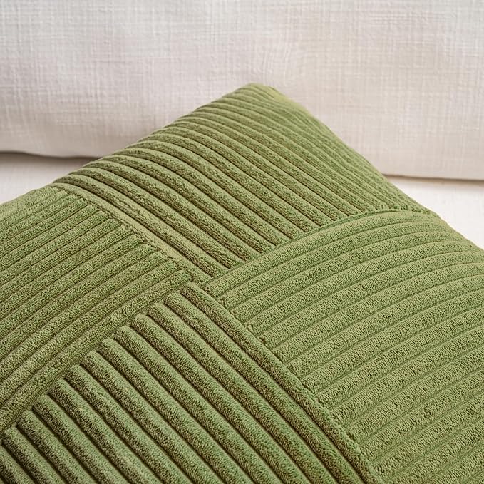 Fancy Homi 2 Packs Moss Green Lumbar Decorative Throw Pillow Covers 16x28 Inch - Image 3